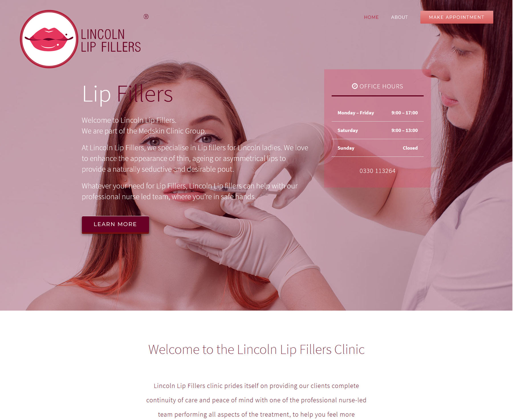Lincoln Lip Fillers - website design